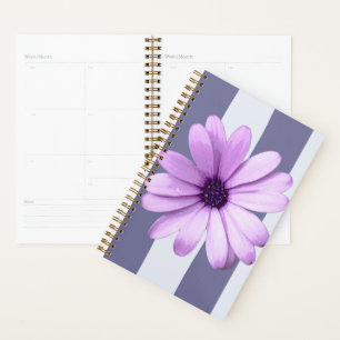 striped pattern with purple daisies planner