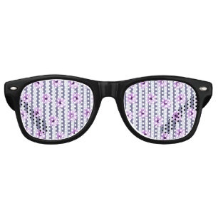 striped pattern with purple daisies retro sunglasses