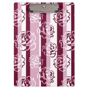 Striped pattern with roses clipboard