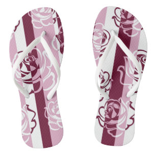 Striped pattern with roses jandals