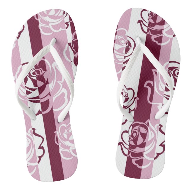 Striped pattern with roses jandals (Footbed)