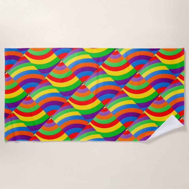 STRIPED PATTERNS RAINBOW COLORS  BEACH TOWEL (Front)