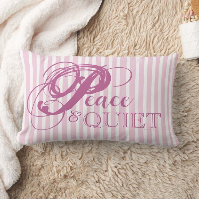 Striped Peace & Quiet Throw Pillow (Pink) (Blanket)