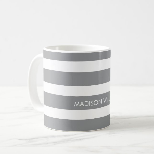 Striped Personalised Coffee Mug (Front Left)