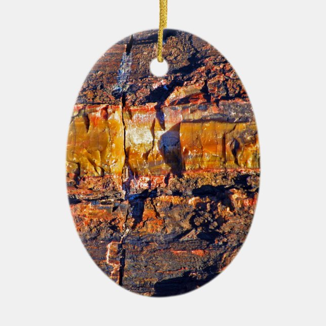 "Striped Petrified Wood" collection Ceramic Tree Decoration (Front)