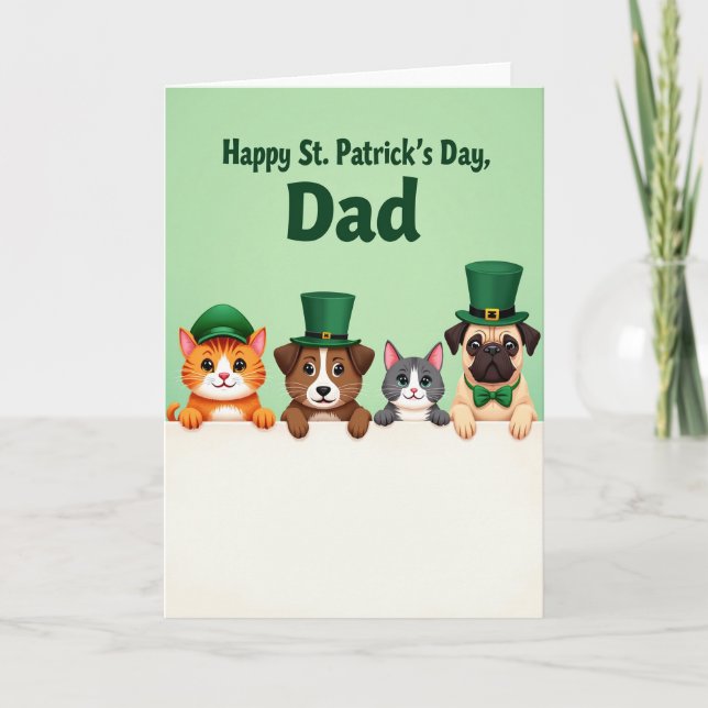 Striped Pets Happy St Patricks Card (Front)