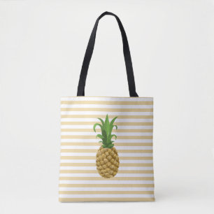 Striped Pineapple Tote Bag