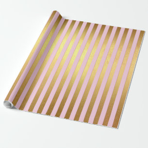 Striped- pink and golden stripes wrapping paper