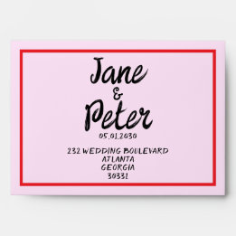 Striped Pink and Red Wedding Envelope
