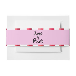 Striped Pink and Red Wedding Invitation Belly Band