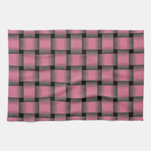 Striped Pink Basket Weave Tea Towel