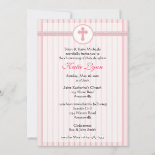 Striped Pink Cross Invitation