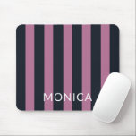 striped pink | navy custom name  mouse pad<br><div class="desc">striped pink | navy custom name Mouse Pad.</div>