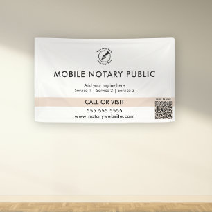 Striped Pink Notary Public Logo Website QR Event Banner