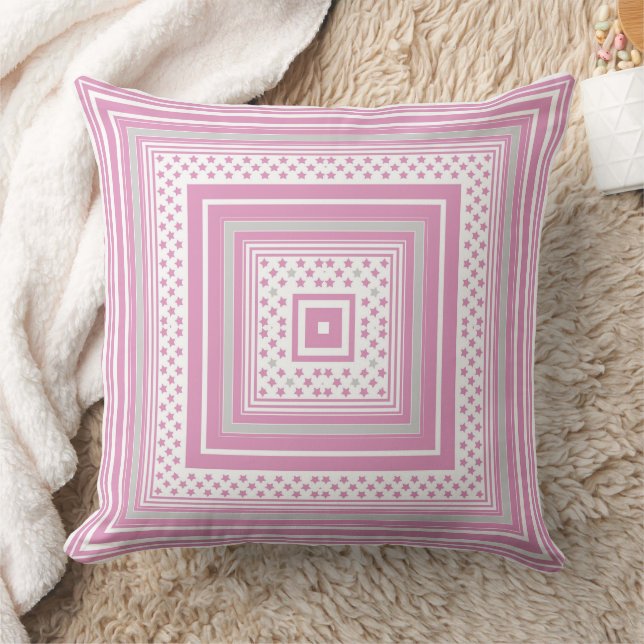 Striped pink pattern with stars cushion (Blanket)