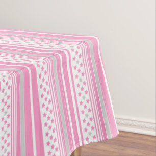 Striped pink pattern with stars tablecloth