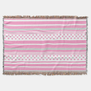 Striped pink pattern with stars throw blanket