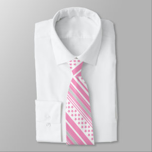 Striped pink pattern with stars tie