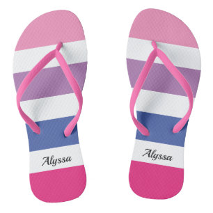 Striped Pink Purple Blue Personalised Jandals