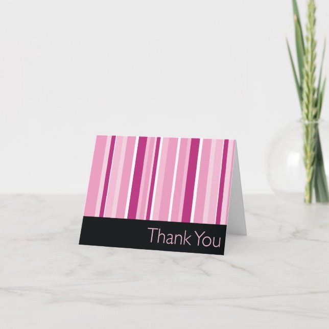 Striped Pink Thank You Card (Front)