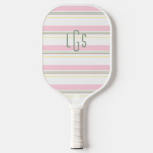 Striped Pink Yellow Green White Lt Brown Monogram