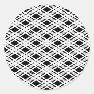 Striped Plaid Pattern Classic Round Sticker