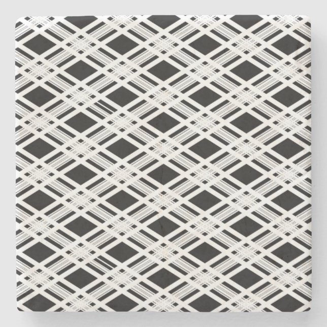 Striped Plaid Pattern Stone Coaster (Front)