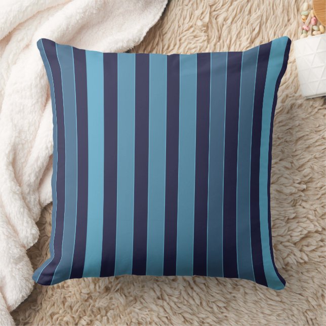 Striped plain pattern retro blue cushion (Blanket)