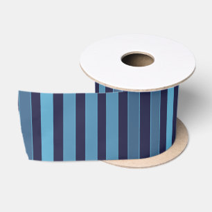 Striped plain pattern retro blue satin ribbon