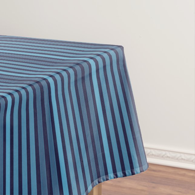 Striped plain pattern retro blue tablecloth (In Situ)