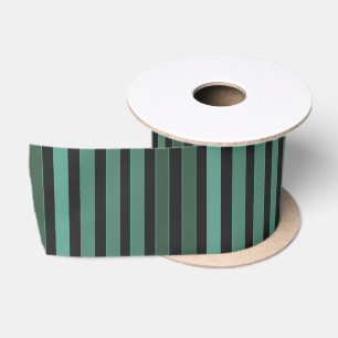 Striped plain pattern retro green satin ribbon