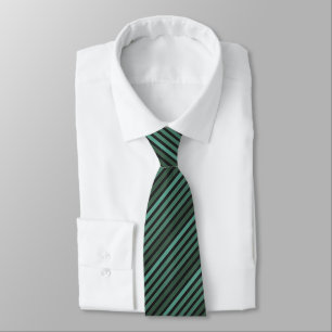 Striped plain pattern retro green tie