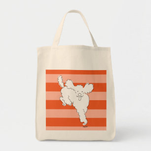 Striped Poodle Tote Bag