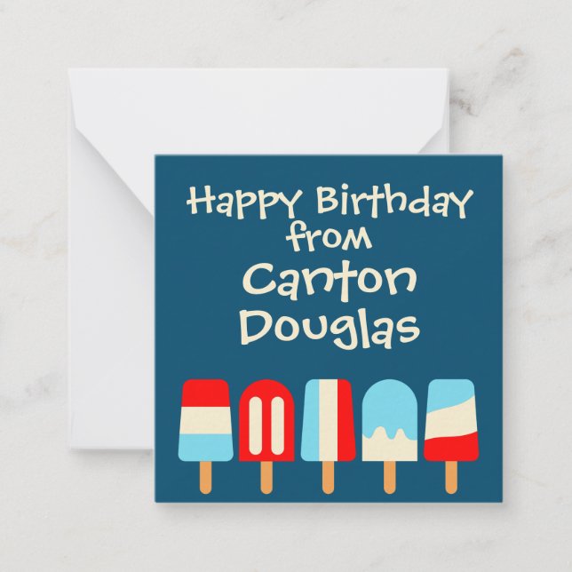 Striped Popsicles Personalised Gift Enclosure Card (Front)