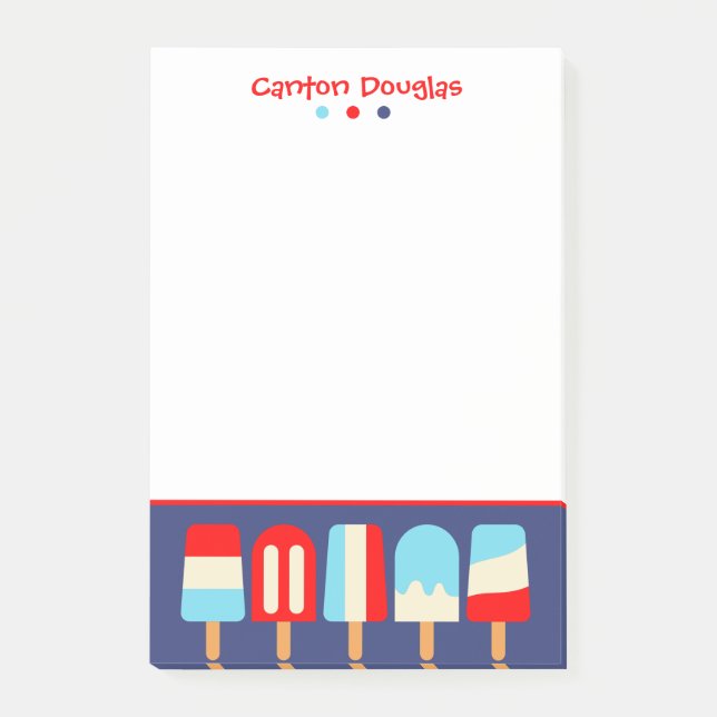 Striped Popsicles Personalised Post-it Notepad (Front)