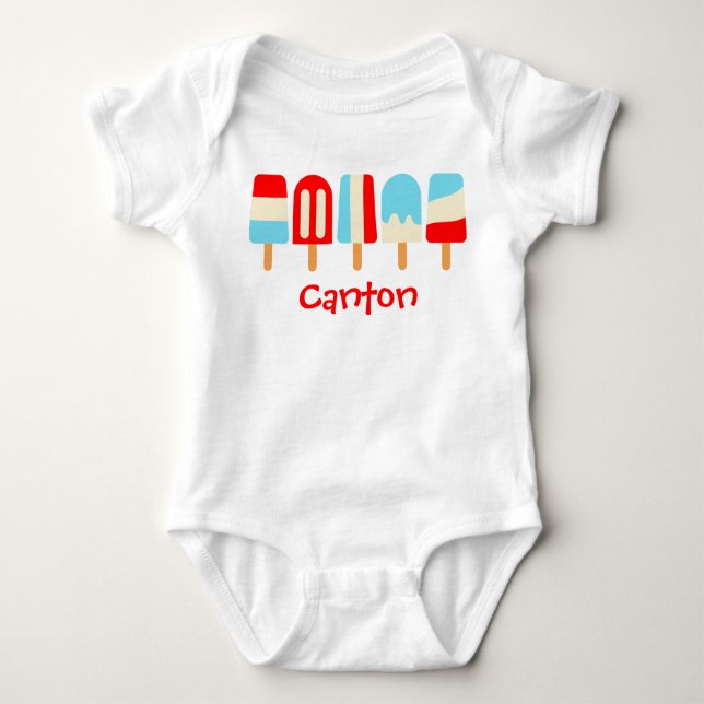 Striped Popsicles Personalised T-shirt Bodysuit (Front)