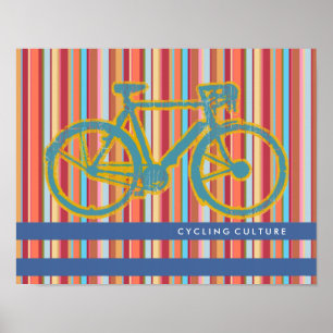 striped poster of a bicycle