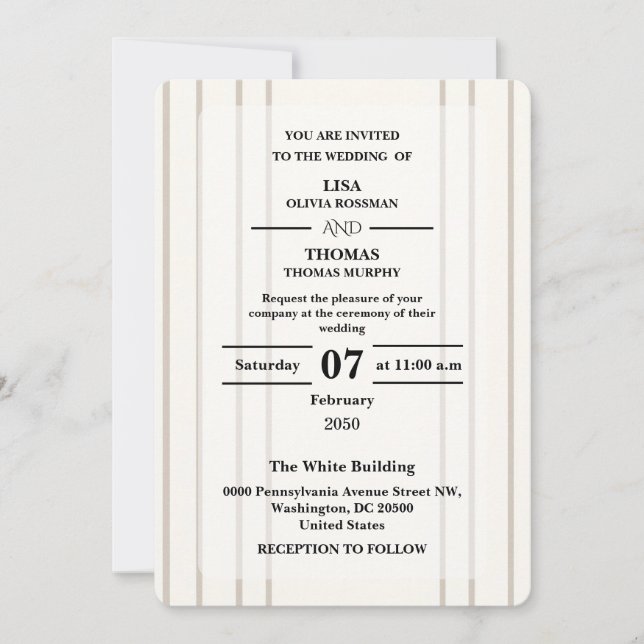 Striped Preppy Modern Wedding Invite (Front)