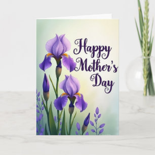 Striped Purple Iris Mothers Day Card