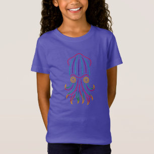 Striped Pyjama Squid – Neon Cephalopod Art T-Shirt