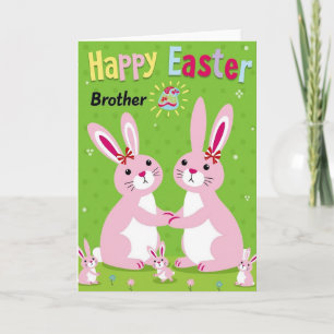 Striped Rabbit Easter Brother Card