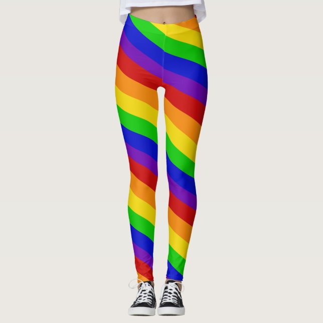 Striped Rainbow Colours Leggings PRIDE Colourful (Front)