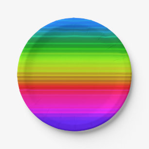 Striped rainbow paper plate