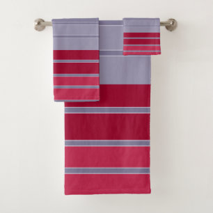 Striped red and gray simple pattern  bath towel set