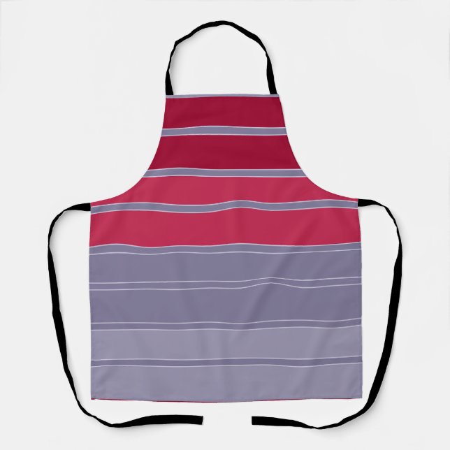 Striped red and grey simple pattern  apron (Front)