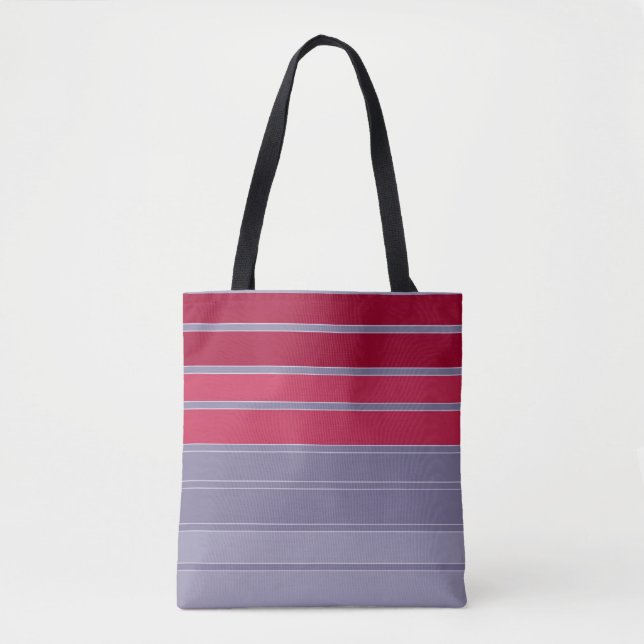 Striped red and grey simple pattern  tote bag (Front)