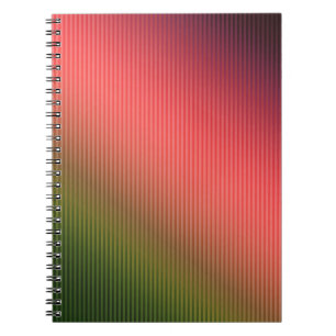 Striped, red , green , gradient notebook