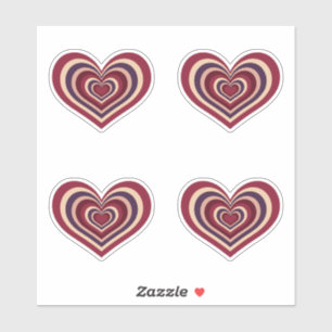 Striped Red Heart Sticker Set - Modern Retro