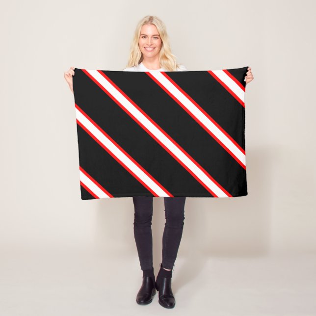 Striped Red White and Black Fleece Blanket (In Situ)