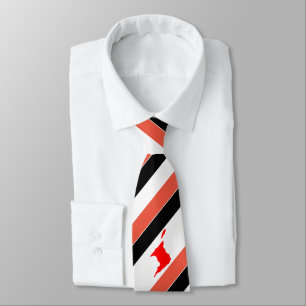 Striped Red White Black with Trinidad Map on WHITE Tie
